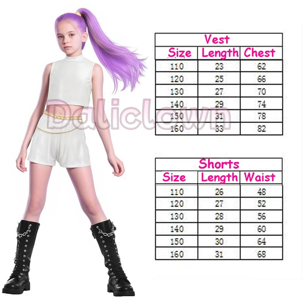 White Black Golden Huntrix Demon Hunters KPop Mira Zoey Rumi Cosplay Costume Kids Birthday Party Dress Girls Halloween Costume