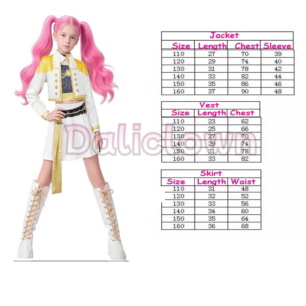 White Black Golden Huntrix Demon Hunters KPop Mira Zoey Rumi Cosplay Costume Kids Birthday Party Dress Girls Halloween Costume