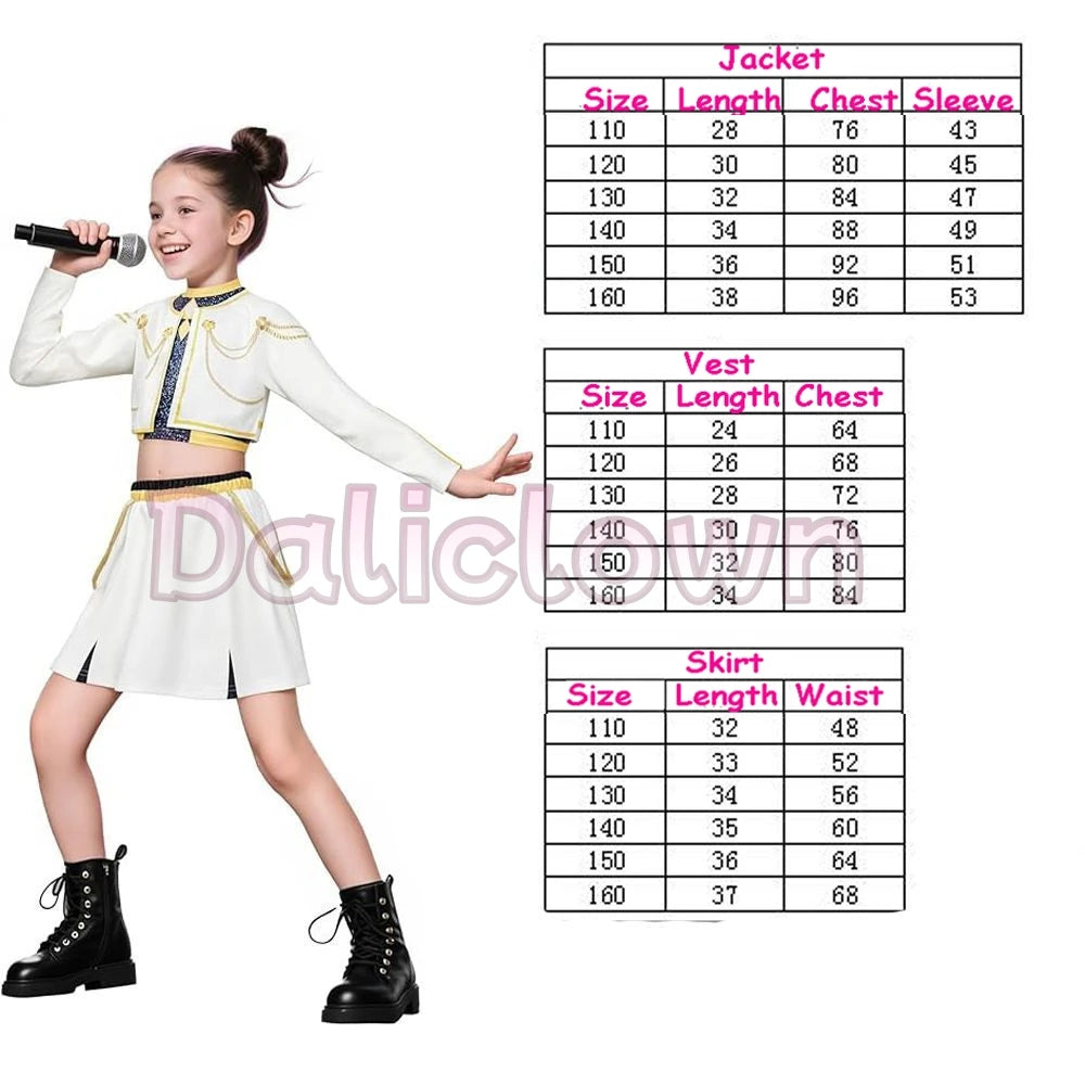 White Black Golden Huntrix Demon Hunters KPop Mira Zoey Rumi Cosplay Costume Kids Birthday Party Dress Girls Halloween Costume